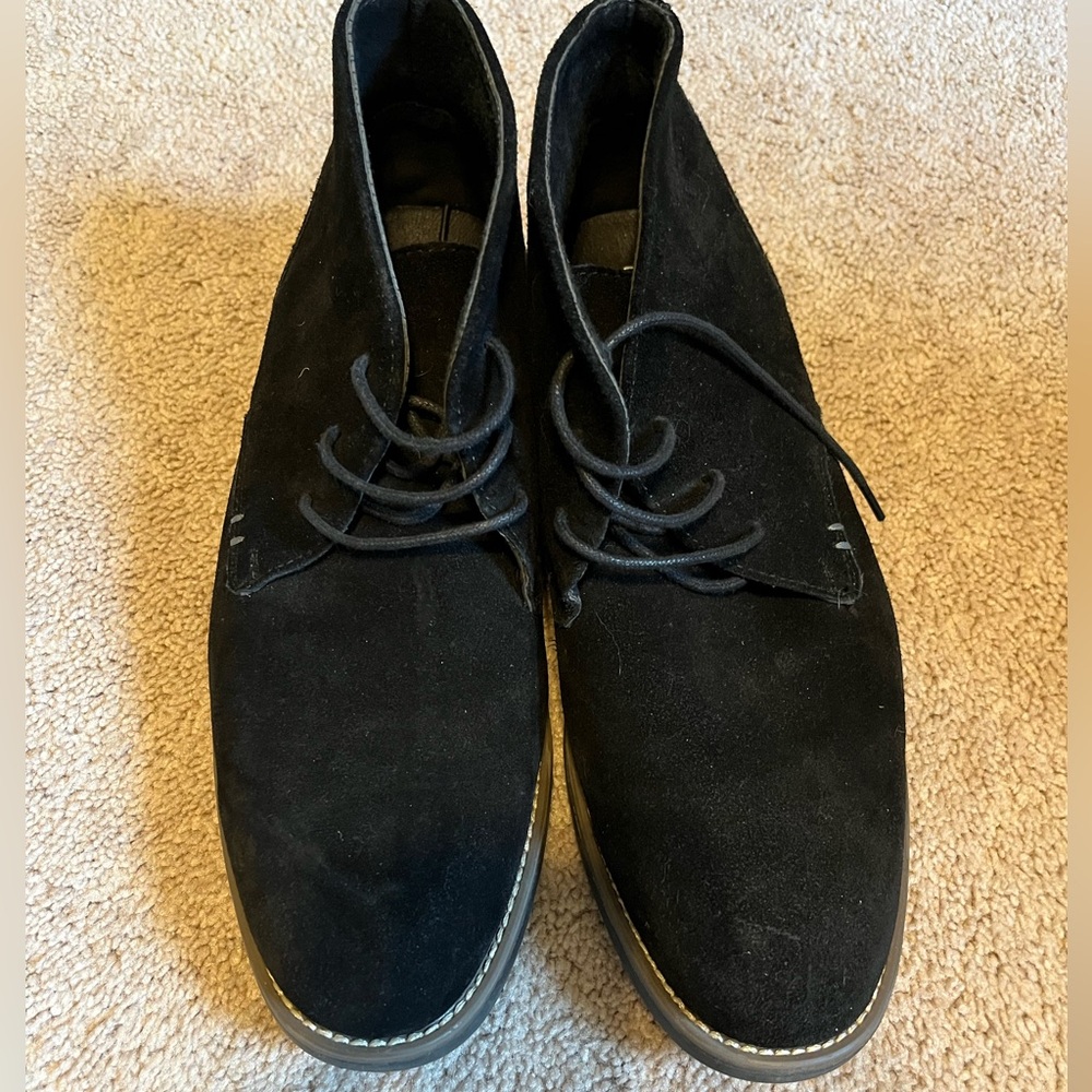 EUC BRUNO MARC Black Suede Leather Oxford Boots Size 10.5